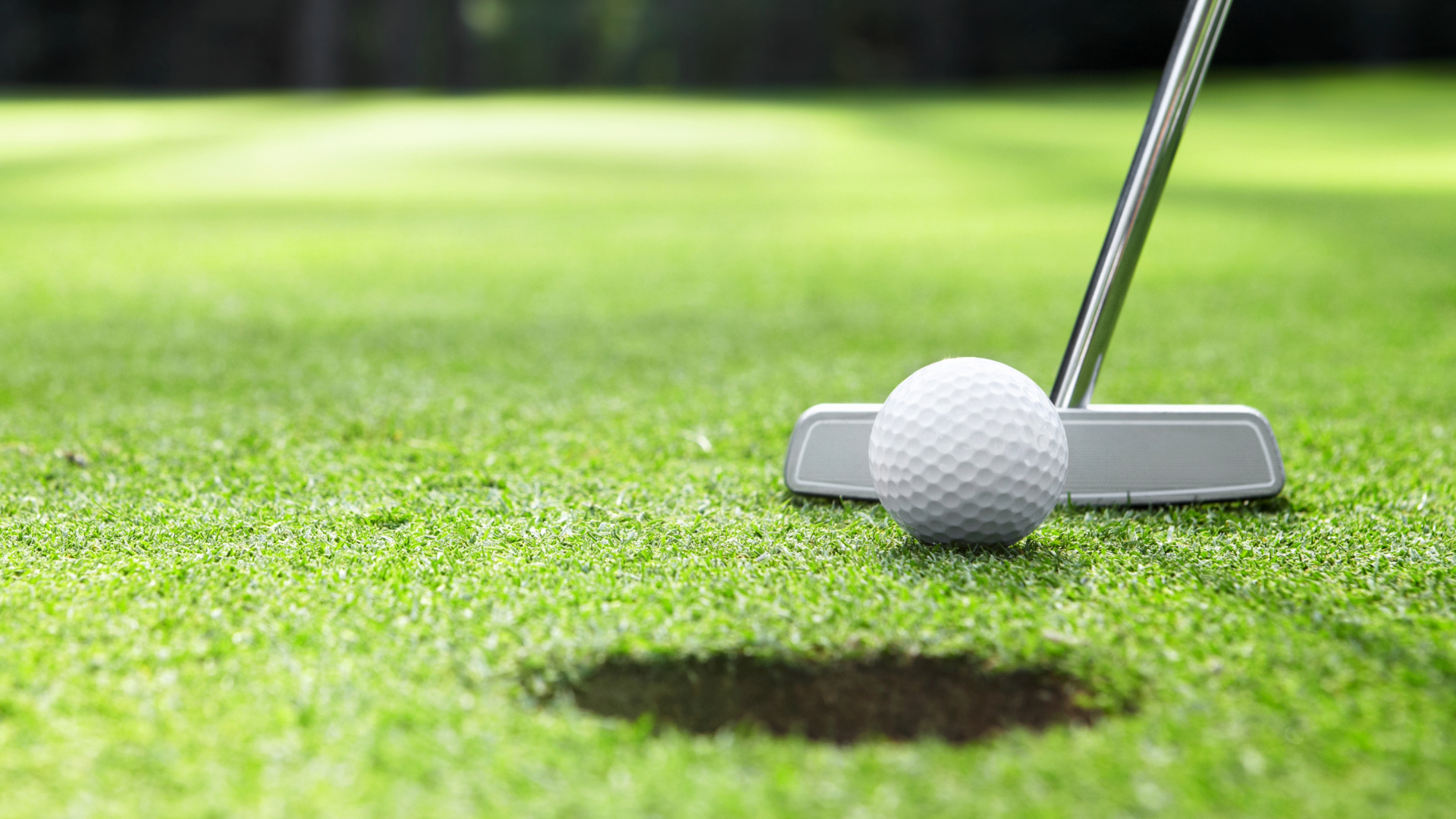 Golfer placing a golf ball on the tee