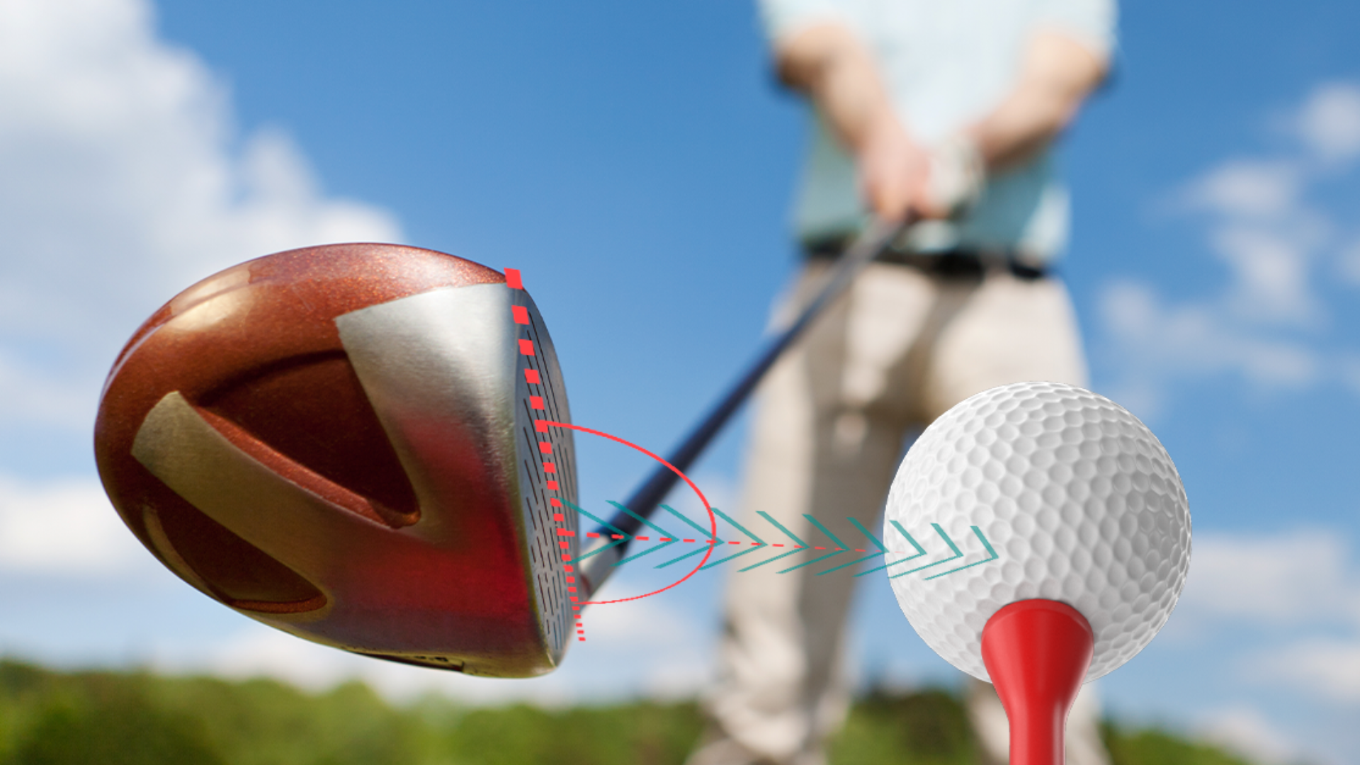 Golfer about to hit a ball