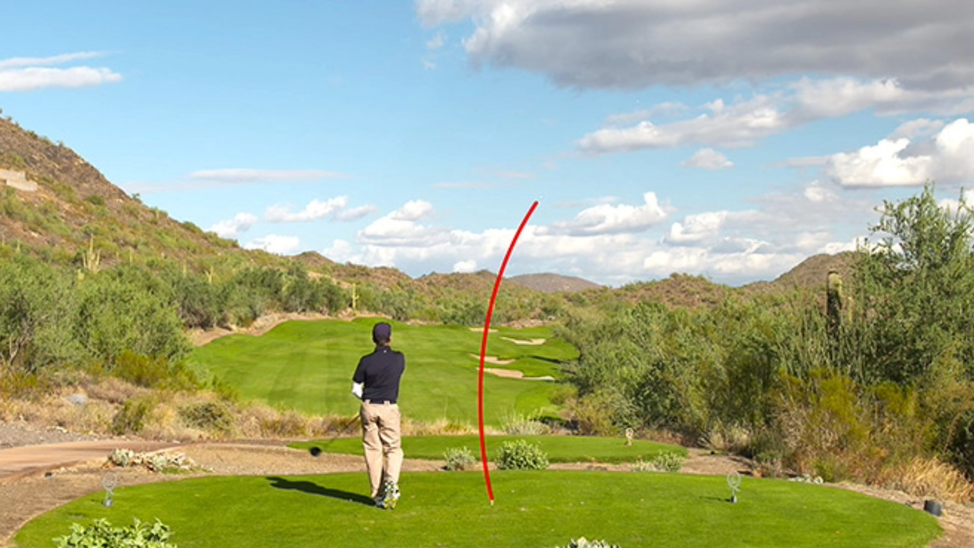 Golfer slicing the ball