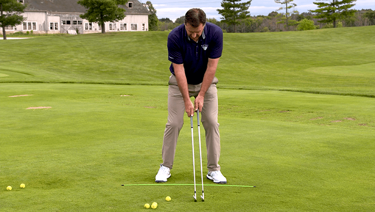 Nick Faldo demonstrating his secrets